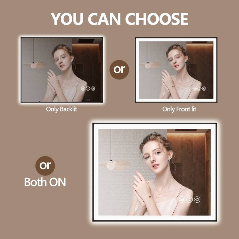 30x36 Inch Frameless LED Bathroom Mirror,Smart Mirror