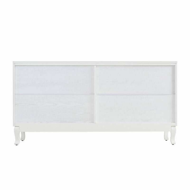 Elegant 59.84" Sideboard with Wavy Pattern Doors and 4-Door for Stylish Home Storage Solutions