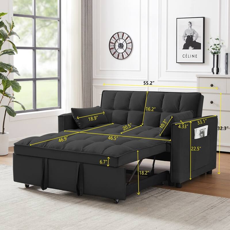 Modern Velvet Loveseat Futon Sofa