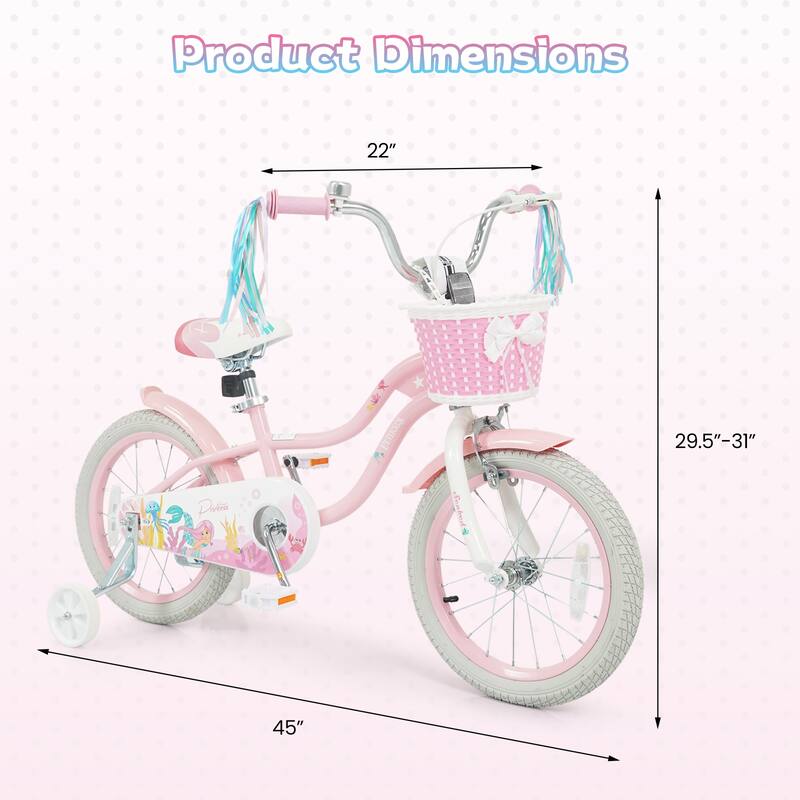 Gymax 16'' Kids Bike w/Training Wheels Hand Coaster Brakes Adjustable