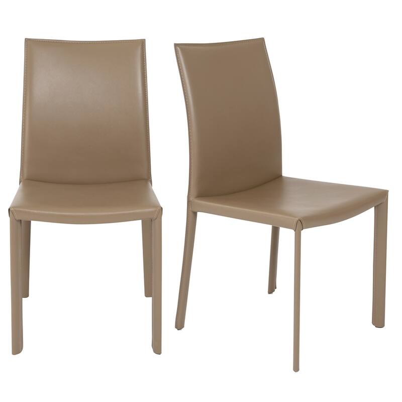 HomeRoots Set of Two Taupe Upholstered Leather Dining Side Chairs - 19.30 in. x 35.04 in. x 20.87 in.