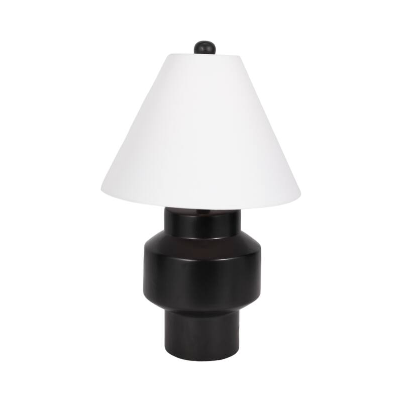 Sagebrook Home 22" Sleek Black Ceramic Cylinder Table Lamp for Modern Spaces - 14" x 14" x 22"