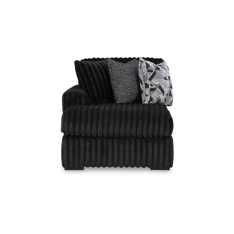 Signature Design by Ashley Midnight-Madness Black 3-Piece Sectional with Chaise - 190" W x 65" D x 40" H