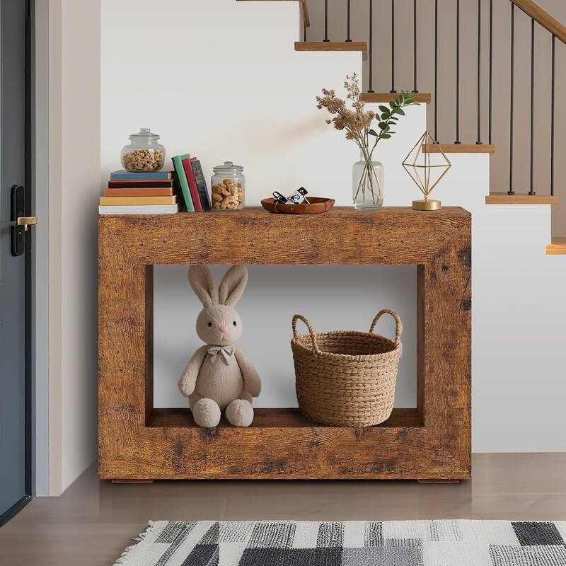 47" Farmhouse Console Table, Long Sofa Table Behind Couch, Wooden Entryway Table