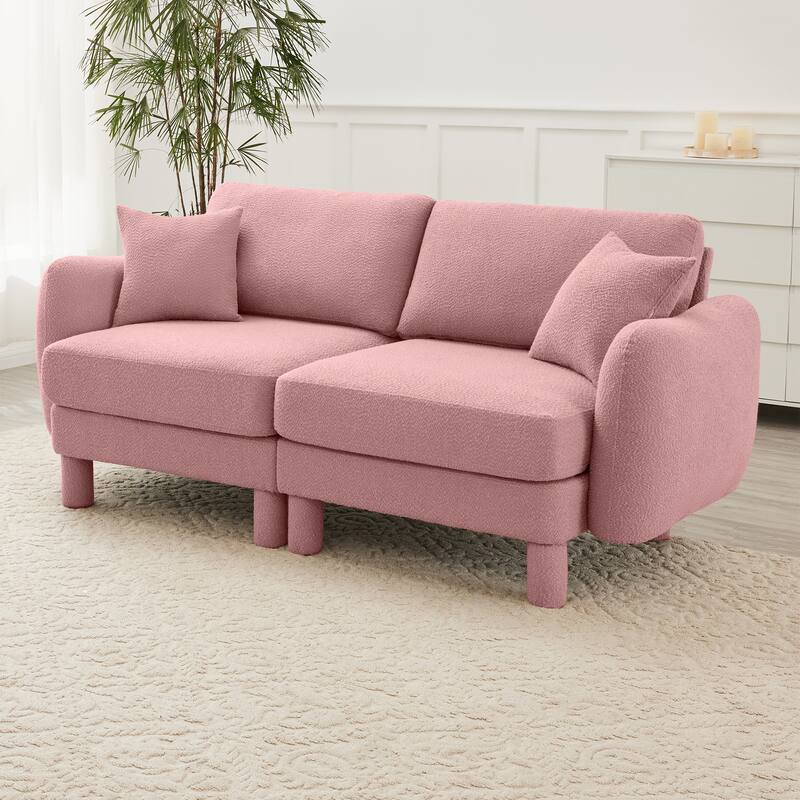 2-Seater Loveseat Sofa Couch with Shell-shaped Armrests, Chaise Lounge Sofa with Cylindrical Legs Wrapped