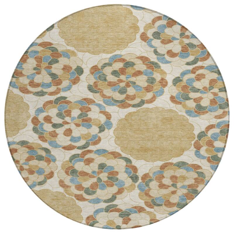 Machine Washable Indoor/ Outdoor Mosaic Cluster Chantille Rug