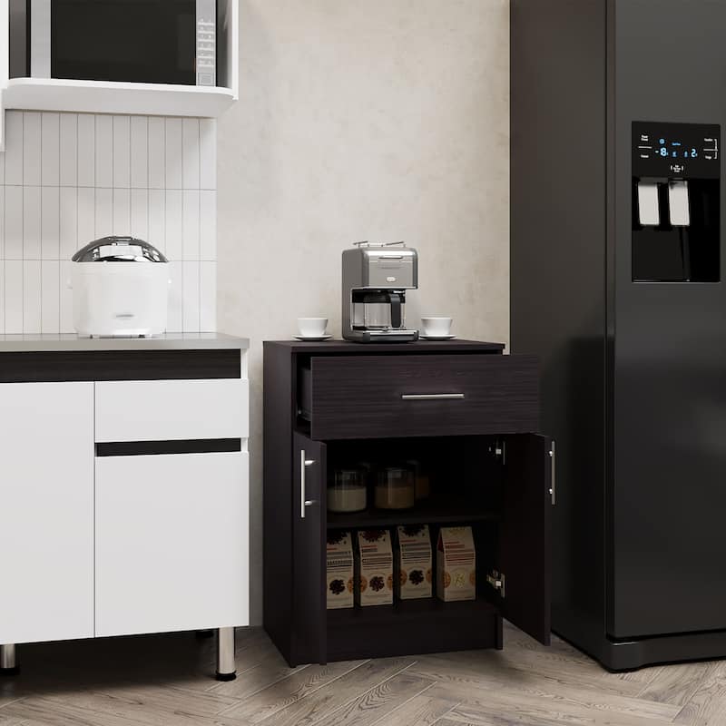 Mayorca Multistorage Pantry Cabinet, One Drawer, Two Interior Shelves Black Wengue