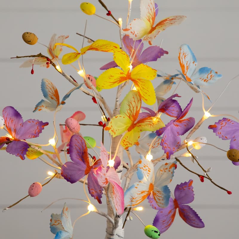2-ft Pre-Lit Artificial Butterfly Twig Tree with 24 LED Lights