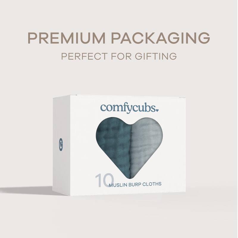 Muslin Burp Cloths Large 100% Cotton by Comfy Cubs