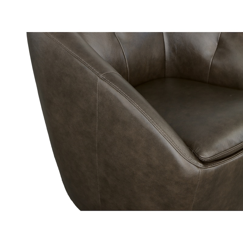 Homestyles Wade Brown Leather Swivel Chair - 30" x 30" x 32"