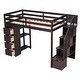 preview thumbnail 13 of 25, Twin Size Loft Bed with Storage Drawers, Staircase and Book Shelves - Solid Wood Slats Support