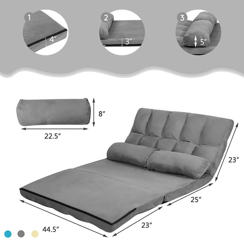Costway Foldable Floor Sofa Bed 6-Position Adjustable Lounge Couch