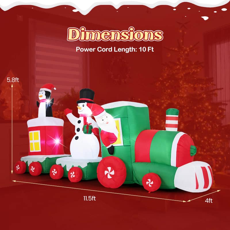 Costway 11.5 FT Christmas Inflatables Train with Snowman Penguin - as pic shows - See Details