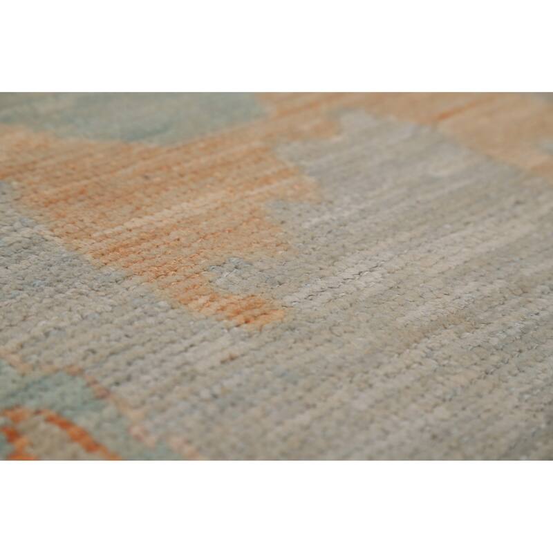 Floral Vegetable Dye Oushak Turkish Area Rug Hand-Knotted Wool Carpet - 9'0"x 12'5"