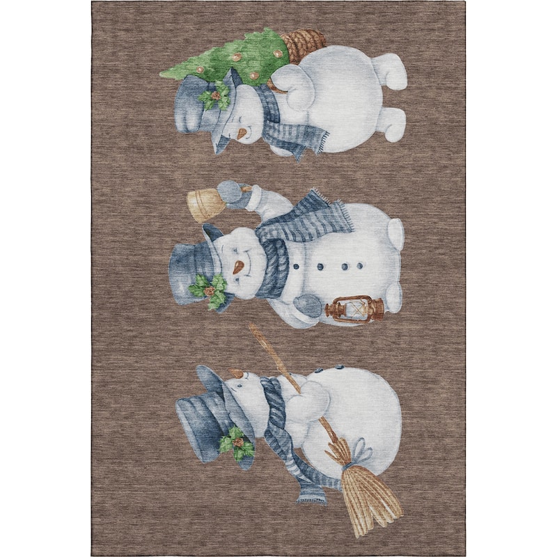 Premium Washable Super Soft Winter Holiday Snowman Mayfield Rug