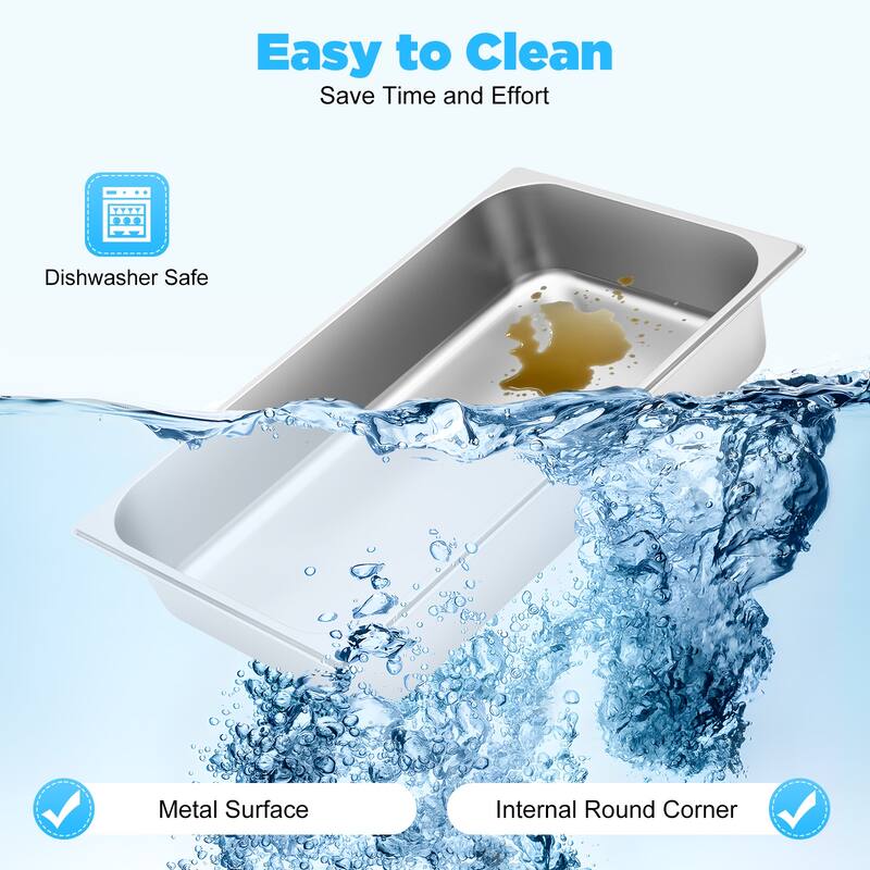 4 Pack Steam Table Pans Stainless Steel Catering Pan with Lids