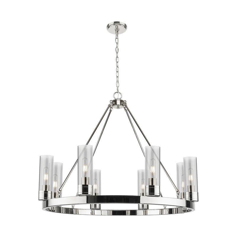 Innovations Lighting Downtown Urban - Boreas - 6 Light 36" Chandelier with 8" Shades - Polished Nickel/Light Smoke