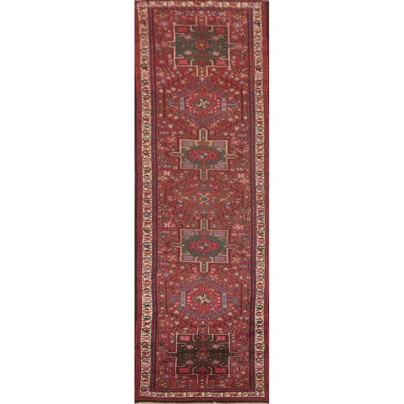 Tribal Geometric Gharajeh Persian Runner Rug Handmade Wool Carpet - 2'4"x 9'7"