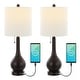 preview thumbnail 1 of 28, Grant 24" Modern Classic Gourd Iron LED Table Lamp with Pull-Chain with Dual USB Charging Port, by JONATHAN Y (Set of 2)