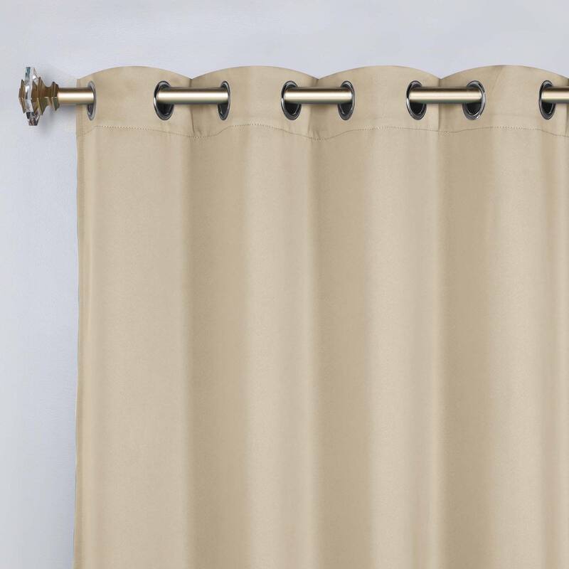 Superior Solid Machine Washable Room Darkening Grommet Curtains, Set of 2