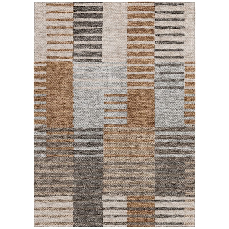 HomeRoots Striped Transitional Rectangle Outdoor Rug