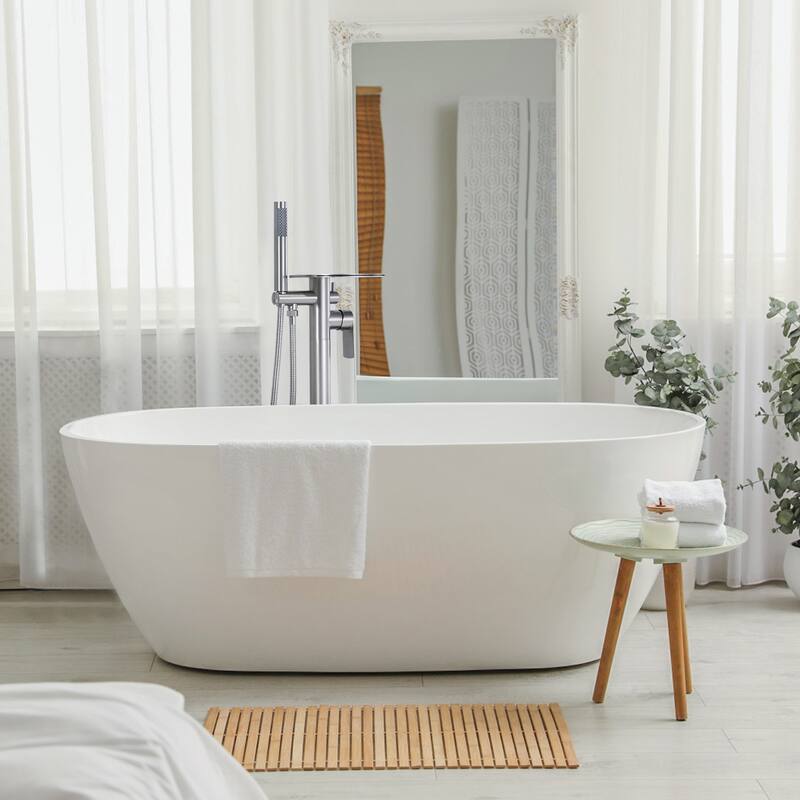 WOWOW Single Handle Floor-Mounted Bathtub Faucet