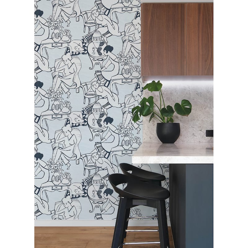NuWallpaper Illustrative Blue Leisure Ladies Novelty Peel & Stick Wallpaper