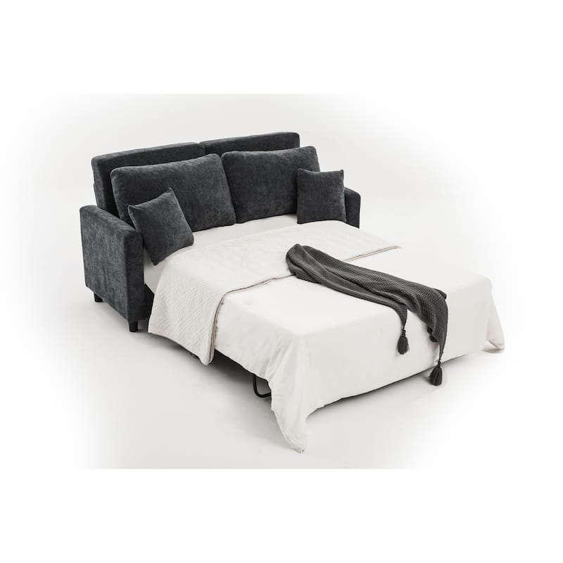 Sleeper Sofa Bed, Pull Out Couch with Mattress, 81.5" 2 Seater Upholstery Sectional Couches, Modern Linen Convertible Sofa