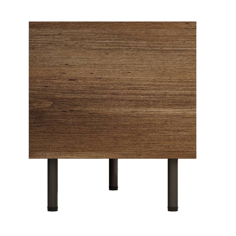 Mid-Century Modern TV Stand Media Console, Entertainment Center with 2 Drawers, Storage Cabinets, Open Shelves for TVs up to 85"