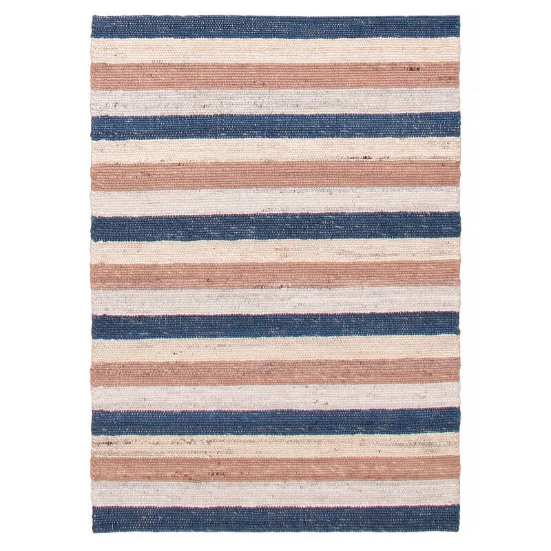 ECARPETGALLERY Braid weave Sienna Cream, Navy Wool Rug - 4'0 x 5'7 - Cream/ Navy - 4'0 x 5'7