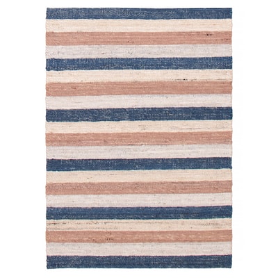 ECARPETGALLERY Braid weave Sienna Cream, Navy Wool Rug - 4'0 x 5'7
