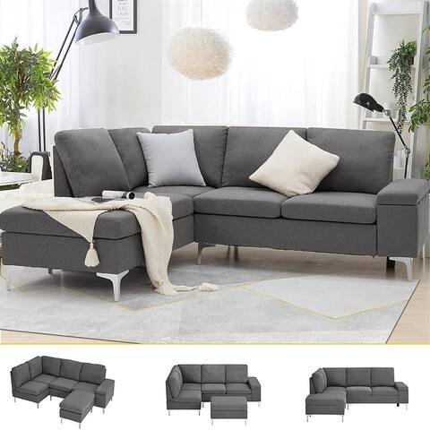 Right/Left Facing Sectional Sofa with Ottoman, Convertible Sectional Sofa with Armrest Storage, Sectional Sofa Corner Couches