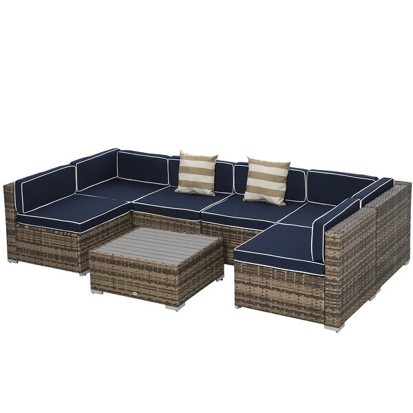 Outsunny 7 piece outdoor patio rattan hotsell wicker sofa sectional conversation furniture set
