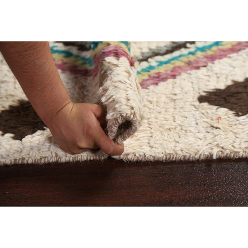 Tribal Geometric Moroccan Oriental Runner Rug Wool Hand-knotted Carpet - 2'6" x 12'8"