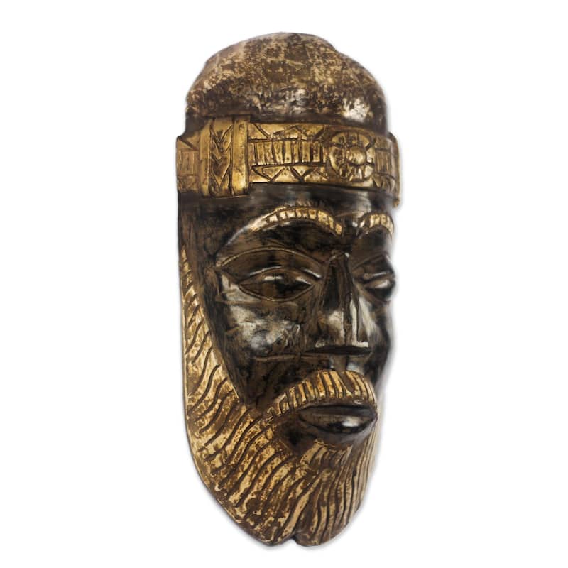 Novica Handmade Bearded Nii Amugi African Wood Mask