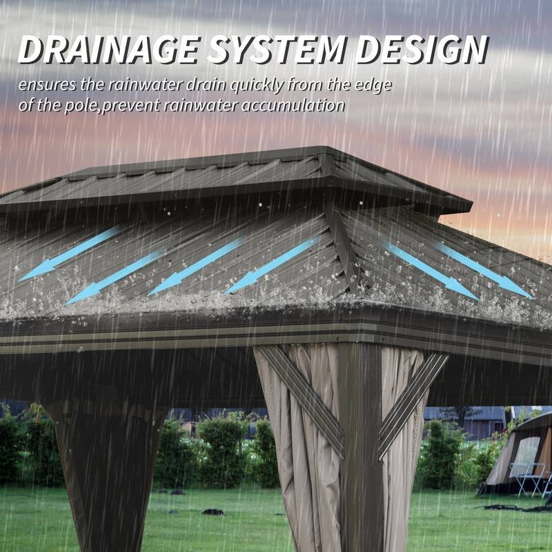 Domi Hardtop Gazebo with Galvanized Steel Double Roof and Aluminum Frame