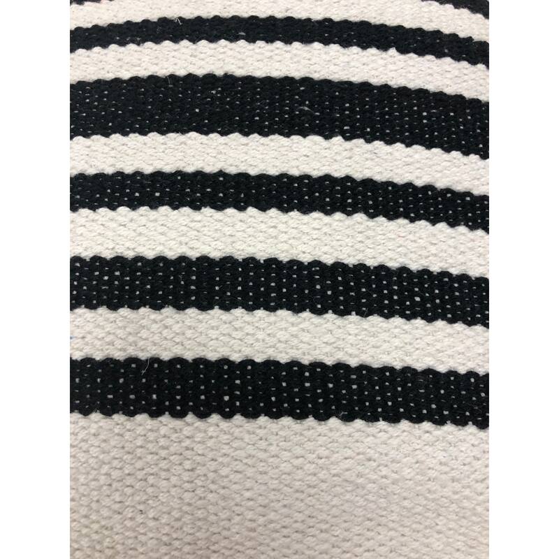 Sevita Black/White Striped Natural Cotton Square Throw Pillow, Set of 2