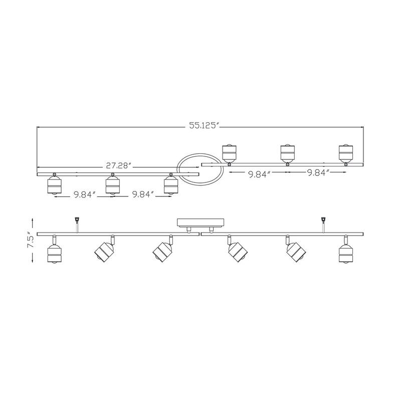 Core 6-light Satin Nickel LED Fixed Rail, Satin Nickel Steel Shade - Satin Nickel