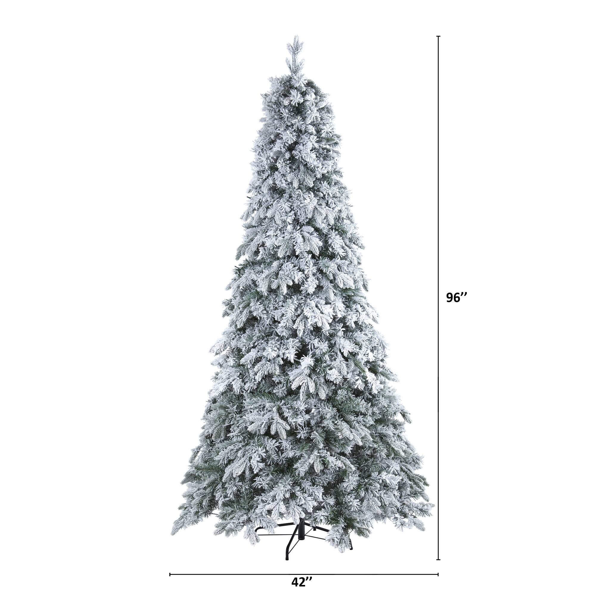 8' Flocked Vermont Mixed Pine Christmas Tree with 600 LED Lights ...