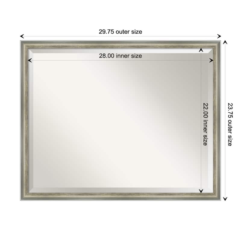 Salon Scoop Beveled Wood Framed Wall Mirror - Salon Scoop Silver - Glass Size 28x22