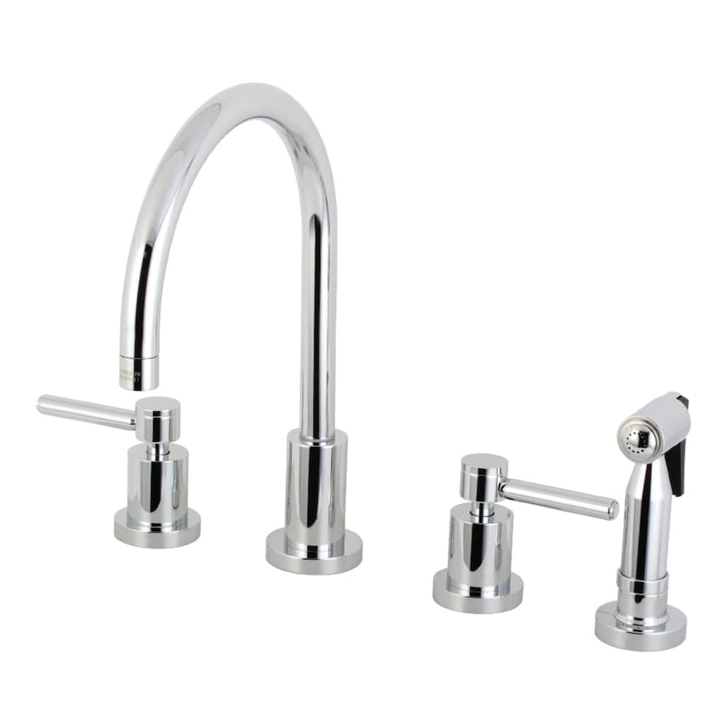 Kingston Brass Concord Deck Mount Widespread Kitchen Faucet with Brass Sprayer