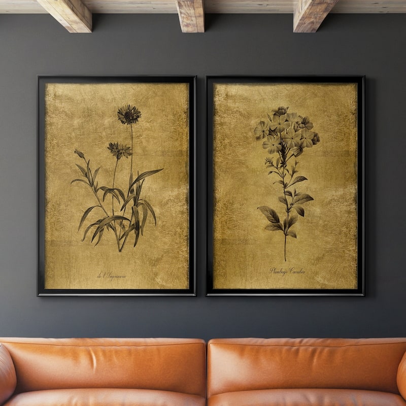 Gold Sketch Botanical I Premium Framed Print - Ready to Hang - Multi-Color