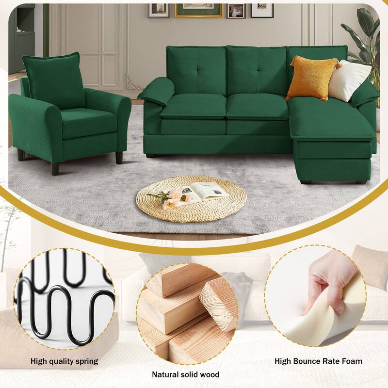 82.28" L Shaped 3 Pieces Living Room Sets