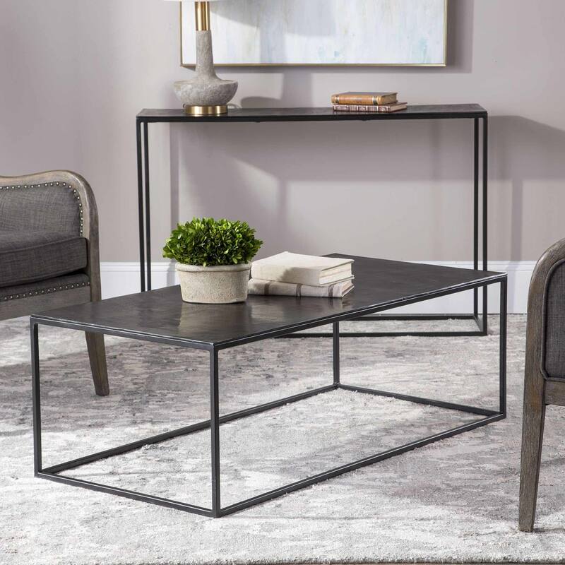 Uttermost Coreene 48" Wide Industrial Style Aluminum Slab Top Cocktail