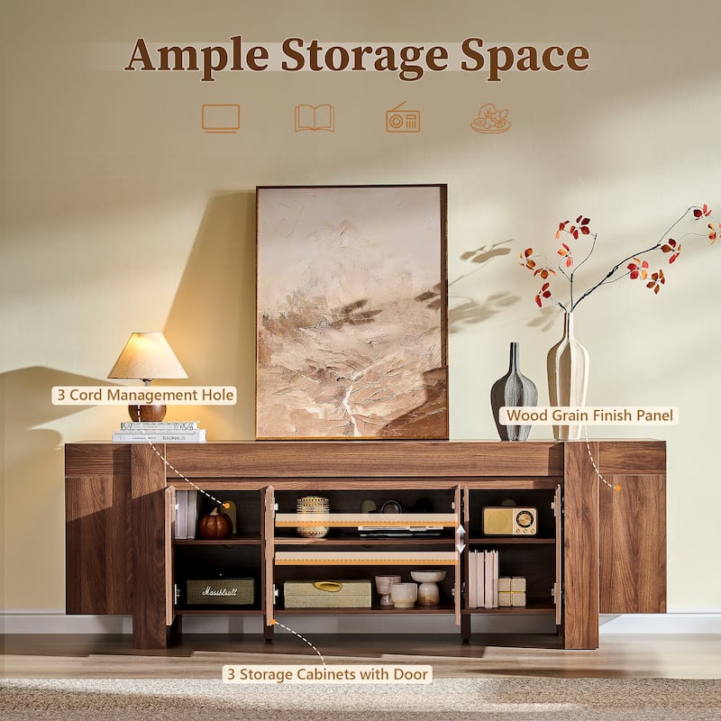 Modern Farmhouse TV Stand, Wood Entertainment Center for Living Room