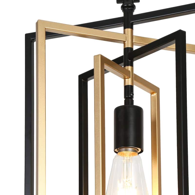 Zenith Modern Transitional Black and Gold 1-Light Metal Adjustable Kitchen Island DIY Pendant Lights