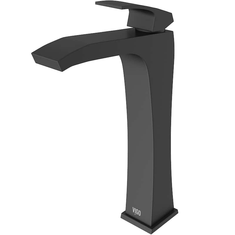 VIGO Blackstonian 12" H Single Handle Single Hole Bathroom Vessel Faucet in Matte Black - Matte Black