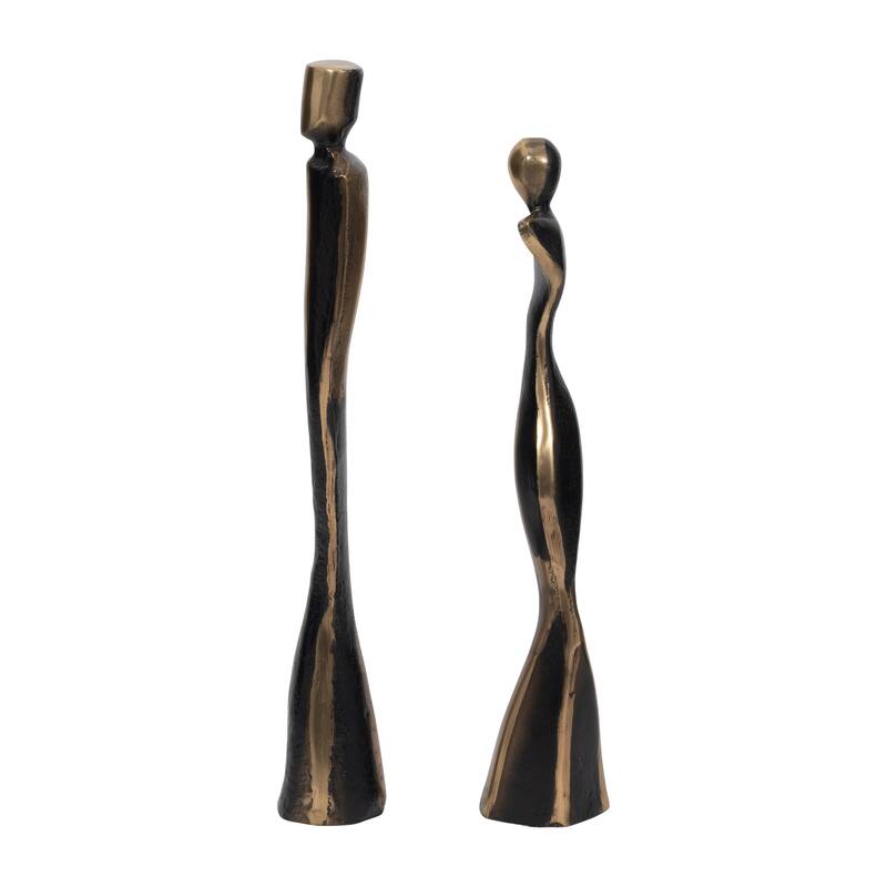 Sagebrook Home's 14/16" Torren Couple Statuary, Bronze, Set Of 2 - 3" x 3" x 16"
