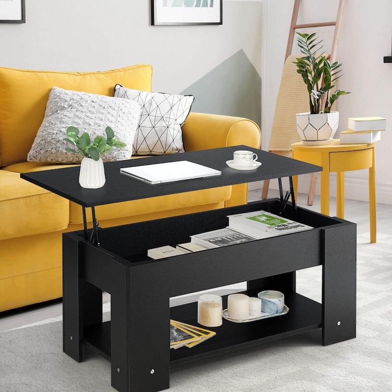 Modern Coffee Table with Lift Top and Large Hidden Storage Space - 38.5" x 20"/29" x 16.5"