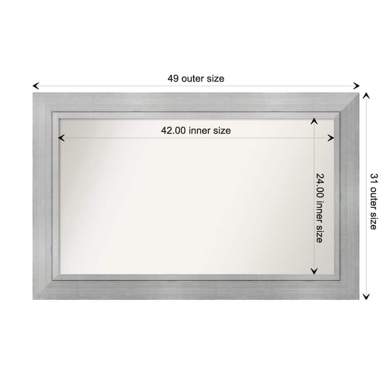 Romano Silver Framed Non-Beveled Custom Wall Mirror, Bathroom Vanity Mirror - Outer Size: 49.25 x 31.25